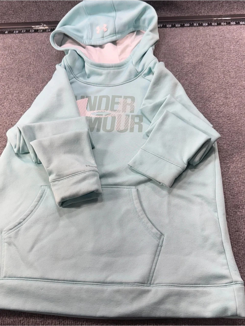 Under Armour Youth Mint Green Hoodie with Pink Logo